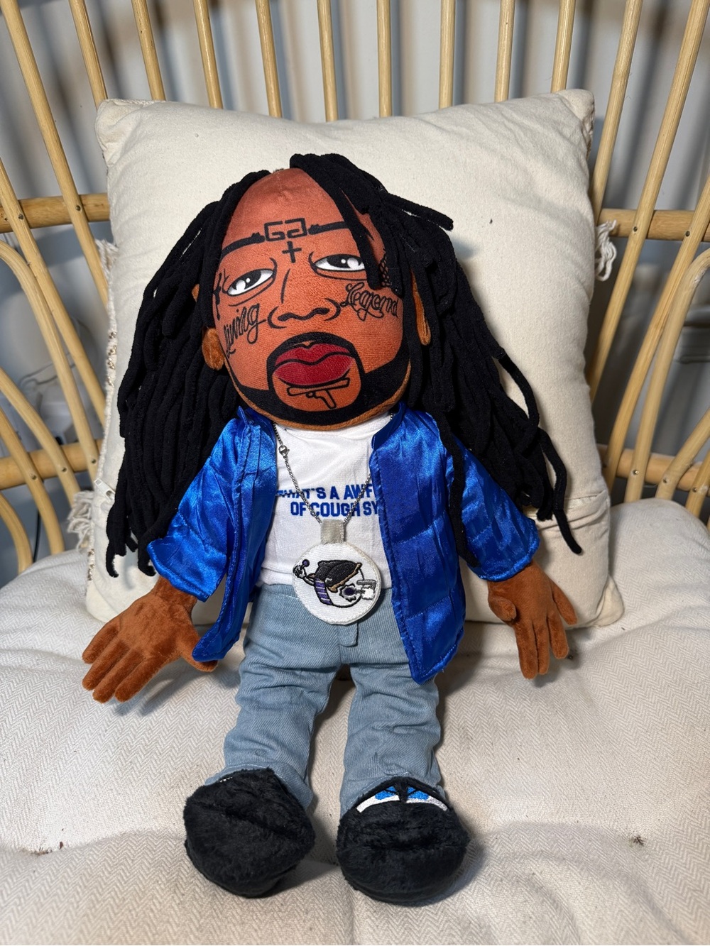 Iconic Plushies Rapper Plush Doll Black Dread Hair Hip Hop Collectible